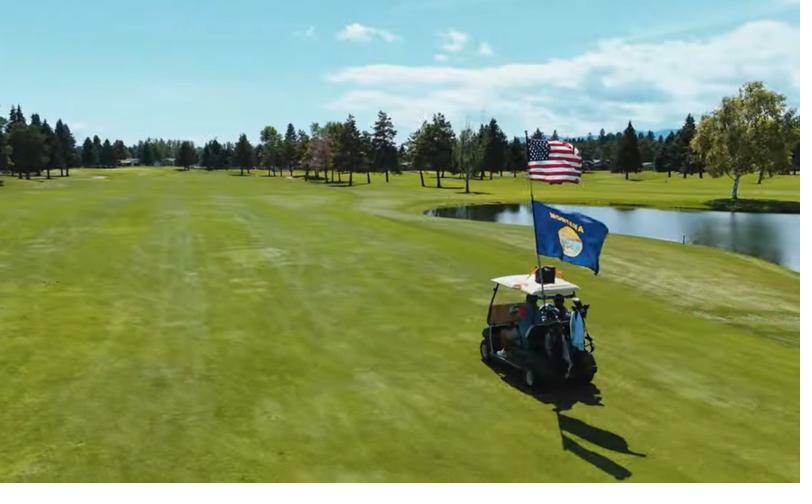 Drone aerial golf course Montana